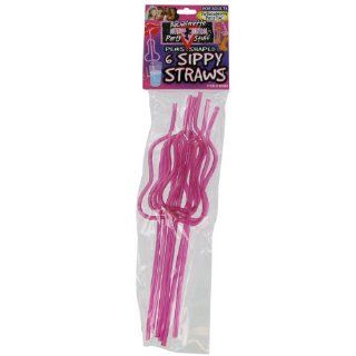 Bachelorette Party Outta' Control Penis Shaped Sippy Straws   Set of 6 Health & Personal Care