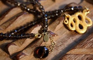 smokey topaz and gold snake necklace by vioella