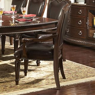 Tusca Dark Brown Bi Cast Leather Arm Chairs (Set of 2) Dining Chairs
