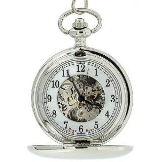 Boxx Mens Silver Tone Skeleton Mechanical Pocket Watch 12 Chain Boxx244 at  Men's Watch store.
