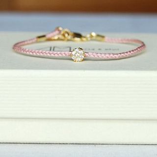 diamante charm and pale pink cotton bracelet by astrid & miyu