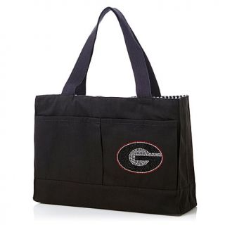 NCAA Double Pocket Tote Bag with Stripe Lining   Georgia Bulldogs