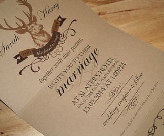 stag 'the hunt is over' wedding stationery by chandler invitations