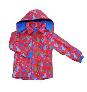 childrens raincoat in red dragon design by green child