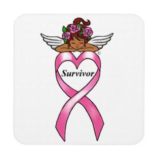 Breast Cancer "Survivor" Ethnic Angel Coaster
