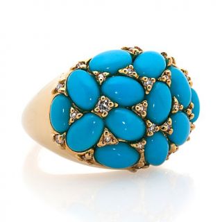 Sleeping Beauty Turquoise and Champagne Diamond Vermeil Ring