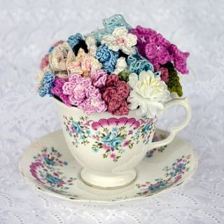 eternal flowers in vintage tea cup by chi chi moi