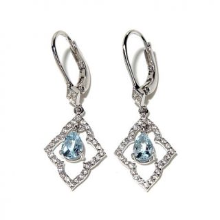 Victoria Wieck 14K Aquamarine and White Zircon "Floral" Drop Earrings