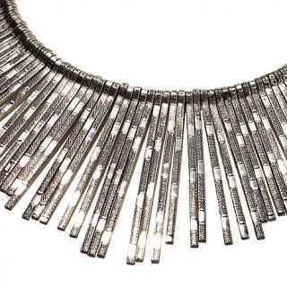 Stately Steel 16" Fringe Collar Necklace