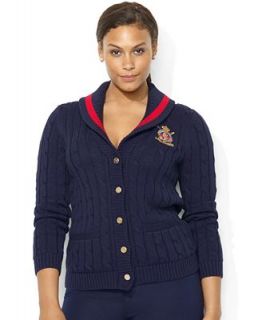 Lauren Ralph Lauren Plus Size Cable Knit Shawl Collar Cardigan   Sweaters   Plus Sizes