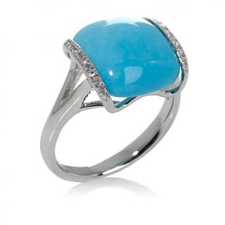 Heritage Gems Sleeping Beauty Turquoise and White Topaz Sterling Silver Ring