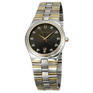 Bulova Men's Black Dial Diamond accented Watch Bulova Men's Bulova Watches