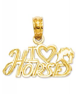14k Gold Charm, I Heart Horses Charm   Jewelry & Watches
