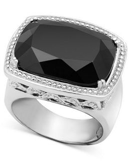 Sterling Silver Ring, Onyx Cushion   Rings   Jewelry & Watches