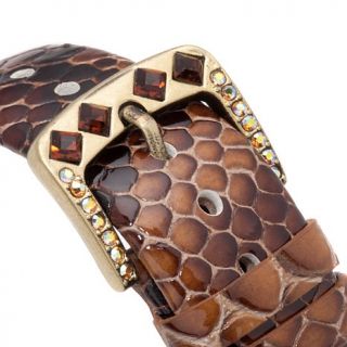 Heidi Daus "Tastefully Yours" Crystal Bezel Croco Embossed Leather Strap Watch