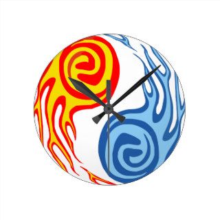 Hot & Cold   Fire & Water Yin Yang Tattoo Wall Clocks