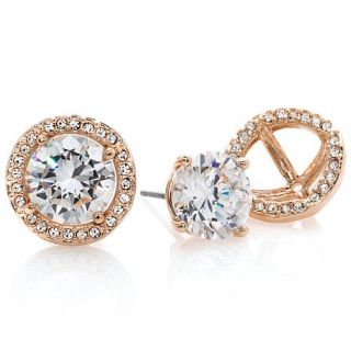 Joan Boyce "Stately Studs" Round CZ Stud Earrings with Crystal Jackets