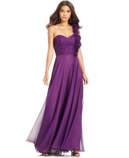 JS Collections Dress, One Shoulder Rosette Pleat Gown   Dresses   Women
