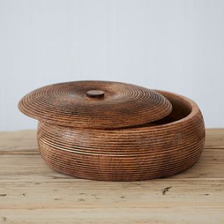 large carved mango wood bowl by paper high