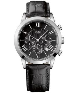 Hugo Boss Watch, Mens Chronograph Black Croc Embossed Leather Strap 1512574   Watches   Jewelry & Watches
