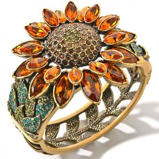 Heidi Daus "A Fabulous Sunflower" Crystal Accented Bangle Bracelet