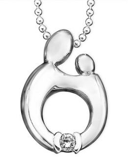 Sterling Silver Necklace, Diamond Accent Mother and Infant Pendant   Necklaces   Jewelry & Watches