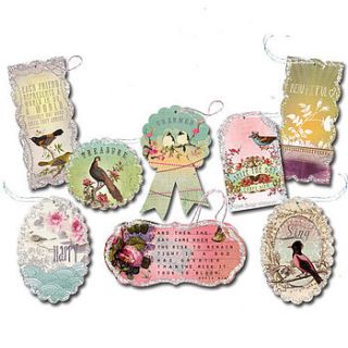 set of 24 assorted two little birds gift tags by beautiful day