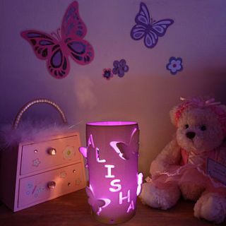 personalised butterfly led light with sensor by kirsty shaw