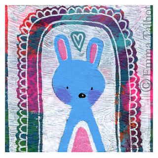 little blue bunny art print for children by the little brown rabbit