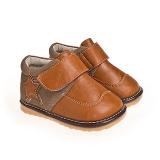 infant boy'stan leather/suede squeaky boots by my little boots