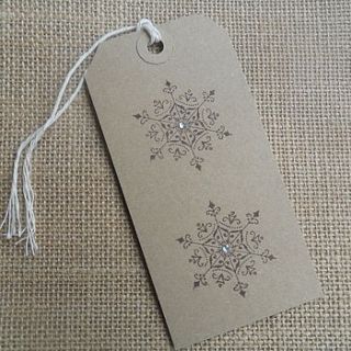 six handprinted christmas snowflake gift tags by yatris home and gift