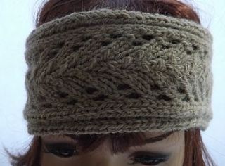 lace knitted headband by knitknacks company