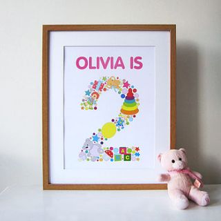 personalised childs birthday print by mrs l cards