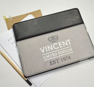 personalised men's leather ipad flip case by tilliemint loves