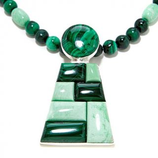 Jay King Green Multigem Sterling Silver Pendant with 18 1/4" Beaded Necklace