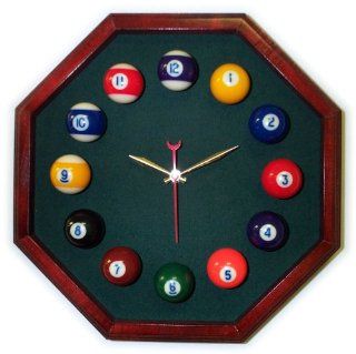 Trademark Global 00 238X45, 13in Octagon Billiard Clock Cherry & Spruce Mali Felt Computers & Accessories