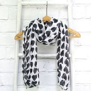 black and white hearts scarf by lisa angel