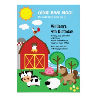Farm Barn Yard  Birthday Invitation
