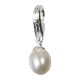 SilberDream Charm pearl drop white, 925 Sterling Silver Charms Pendant with Lobster Clasp for Charms Bracelet, Necklace or Charms Carrier FC237W Clasp Style Charms Jewelry