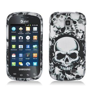 Aimo Wireless SAMI827PCLMT237 Durable Rubberized Image Case for Samsung Galaxy Appeal i827   Retail Packaging   White Skulls Cell Phones & Accessories