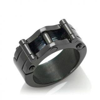 Men's Stainless Steel Black Industrial Band Ring