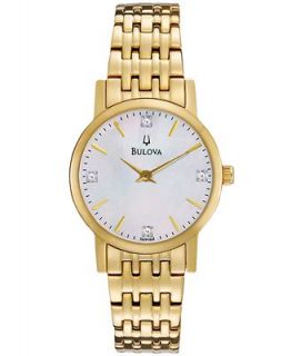 Bulova Womens Diamond Accent Gold Tone Stainless Steel Bracelet Watch 97P103   Watches   Jewelry & Watches