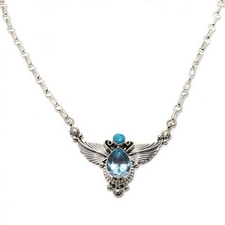 Chaco Canyon Couture Blue Topaz and Turquoise "Leaf" Sterling Silver 20" Neckla