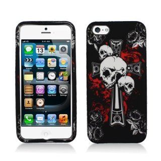 For Apple iPhone 5 Cross Skull Rubberized 2D Image Hard Case/cover/protector (IPH5PCLMT236) Cell Phones & Accessories