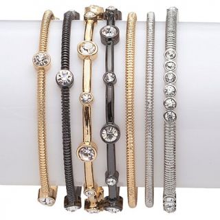 R.J. Graziano "Gloss"  Crystal Tricolor Set of 7 Bangle Bracelets