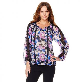 Colleen Lopez "Flower Power" Floral and Lace Blouse