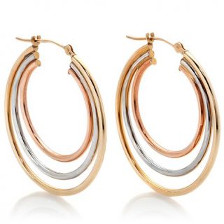 Michael Anthony Jewelry® 10K Gold Tri Color Triple Hoop Earrings
