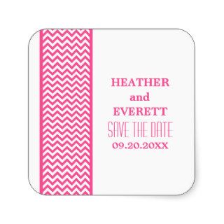Pink Chevron Border Save the Date Stickers