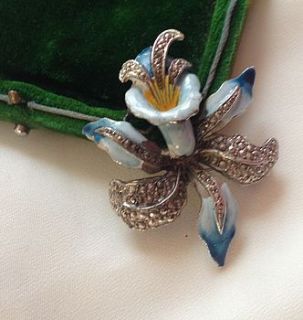 vintage enamel mother's day lily brooch by iamia