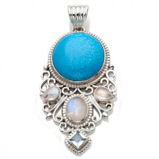 Himalayan Gems™ Turquoise, Moonstone and Blue Topaz Sterling Silver Penda